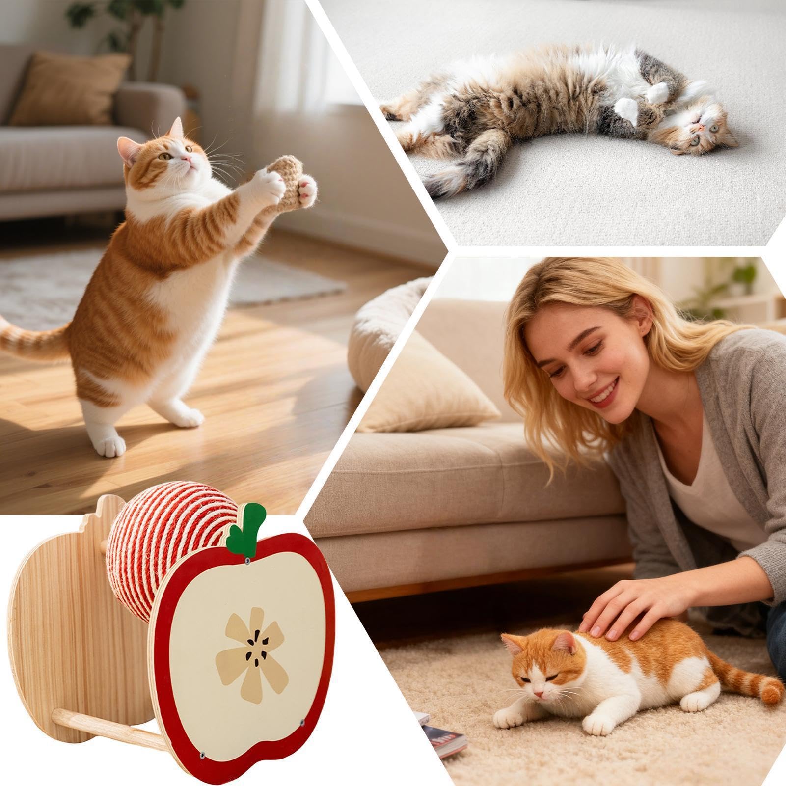Pelota Rascador para Gatos Suministros para Mascotas Interactivos de Sisal | Juguete de Sisal en Forma de Bola Para Gatos Pequeños, Medianos, Grandes y , Enriquecimiento, Juego, Sal
