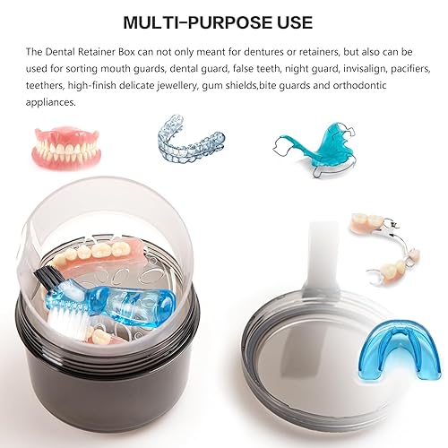 Miniatura 2 de Estuche de baño de viaje a prueba de fugas para dentaduras postizas completas, copas de dentadura para remojar dentaduras, vasos para dentaduras