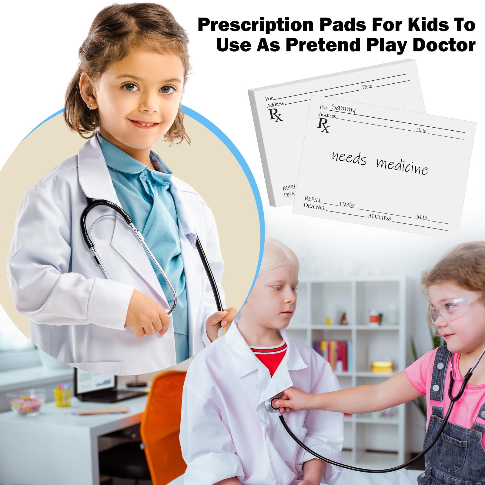 Watersay Confezione da 20 blocchetti di prescrizione per farmacista Rx, 100 fogli di carta per ricetta medica, per bambini, dottori, farmacisti, promemoria per medico, casa, ufficio, regalo di lavoro