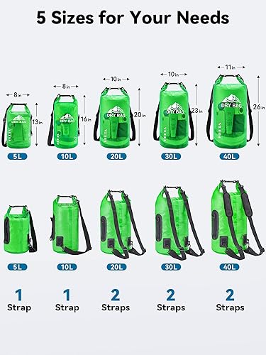 Miniatura 67 de HEETA - Bolsa seca de 5L/10L/20L/30L/40L, parte superior enrollable, maleta ligera con funda para teléfono, ideal para natación, navegación, Rojo