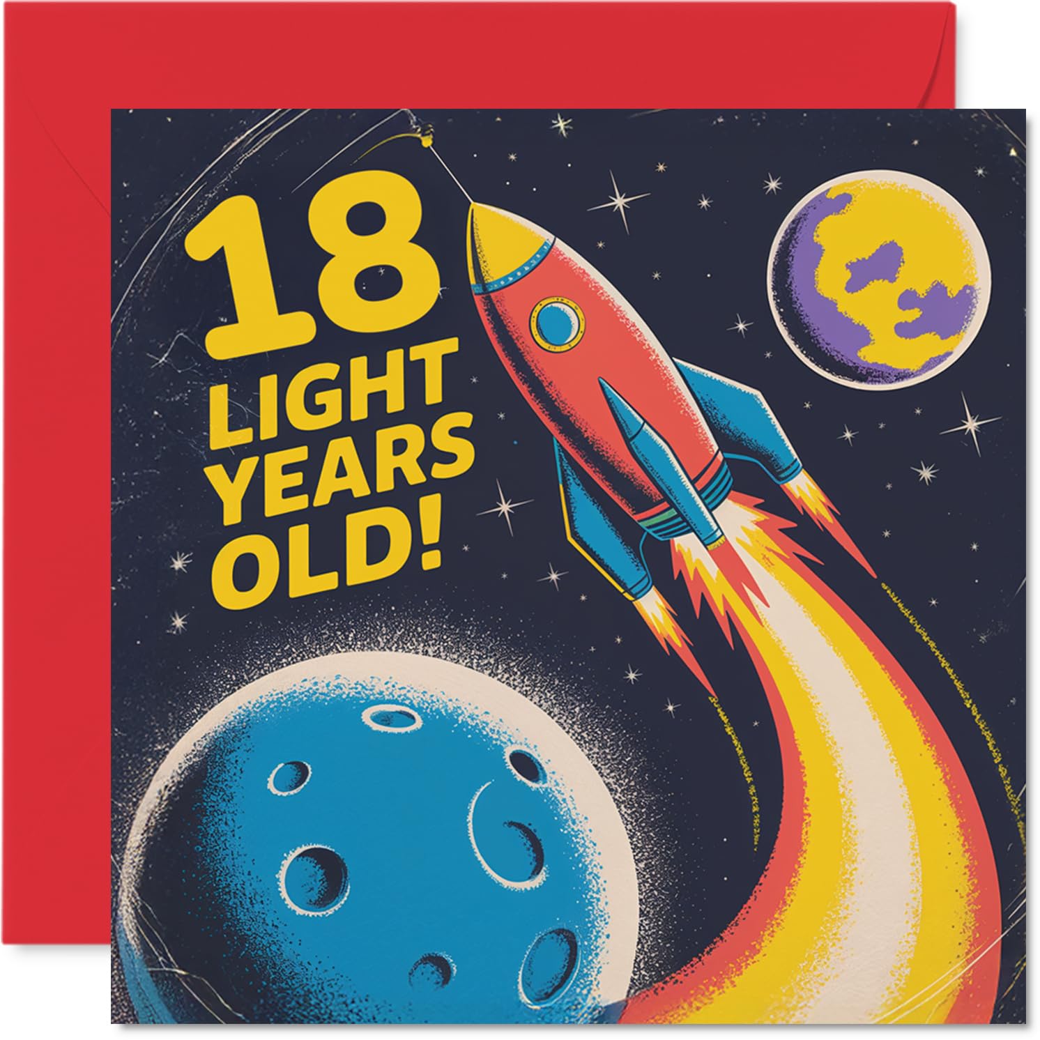 18th Birthday Cards for Men Women - Light Years Old - Happy Birthday Card for 18 Year Old Man Woman Niece Granddaughter Daughter Friend, 145mm Bday Greeting Cards