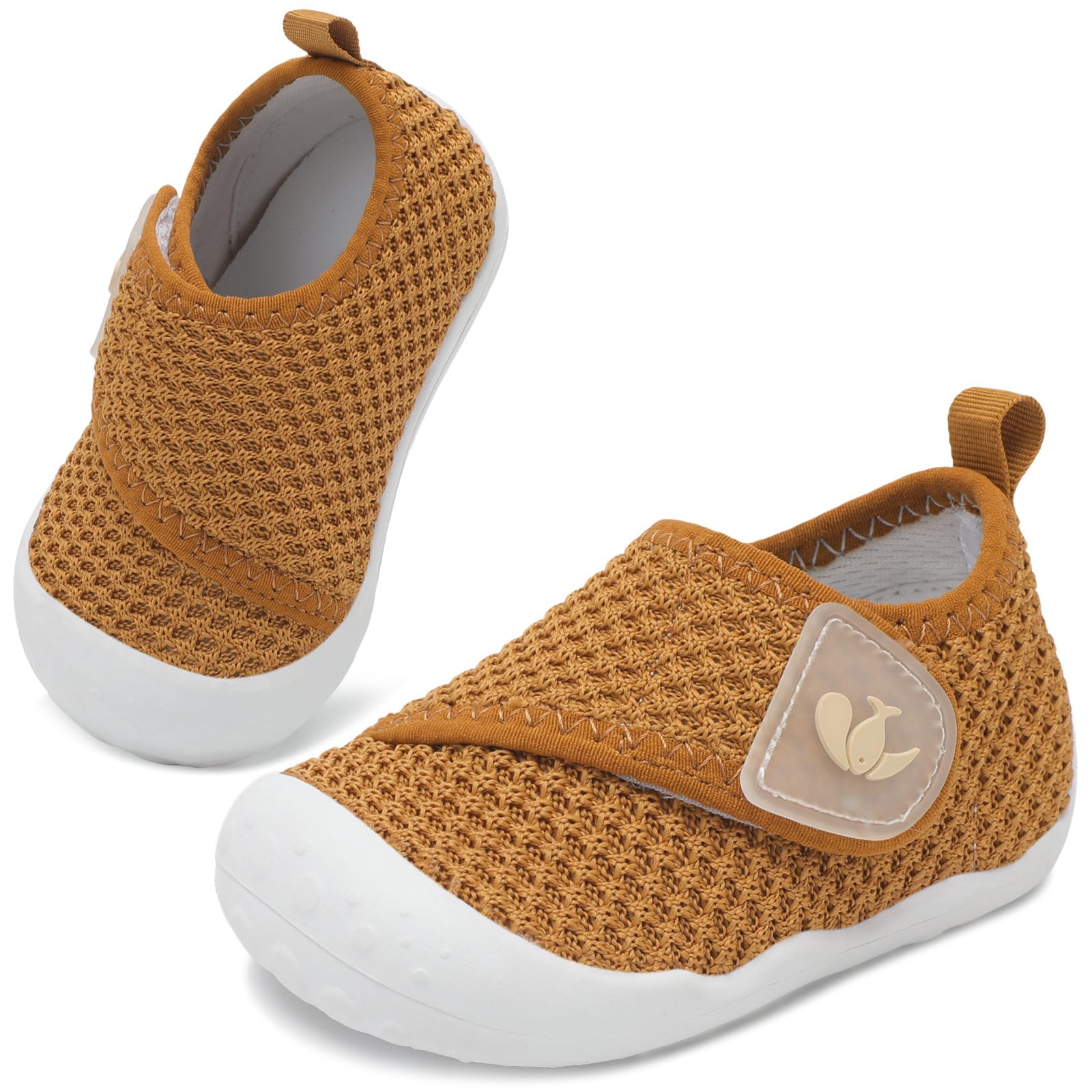 FEETCITY Baby First Walking Shoes Wide Baby Shoes Infant Sneakers Newborn Crib Shoe Barefoot Lightweight Slip On Shoe 12-18 Months Infant All Brown