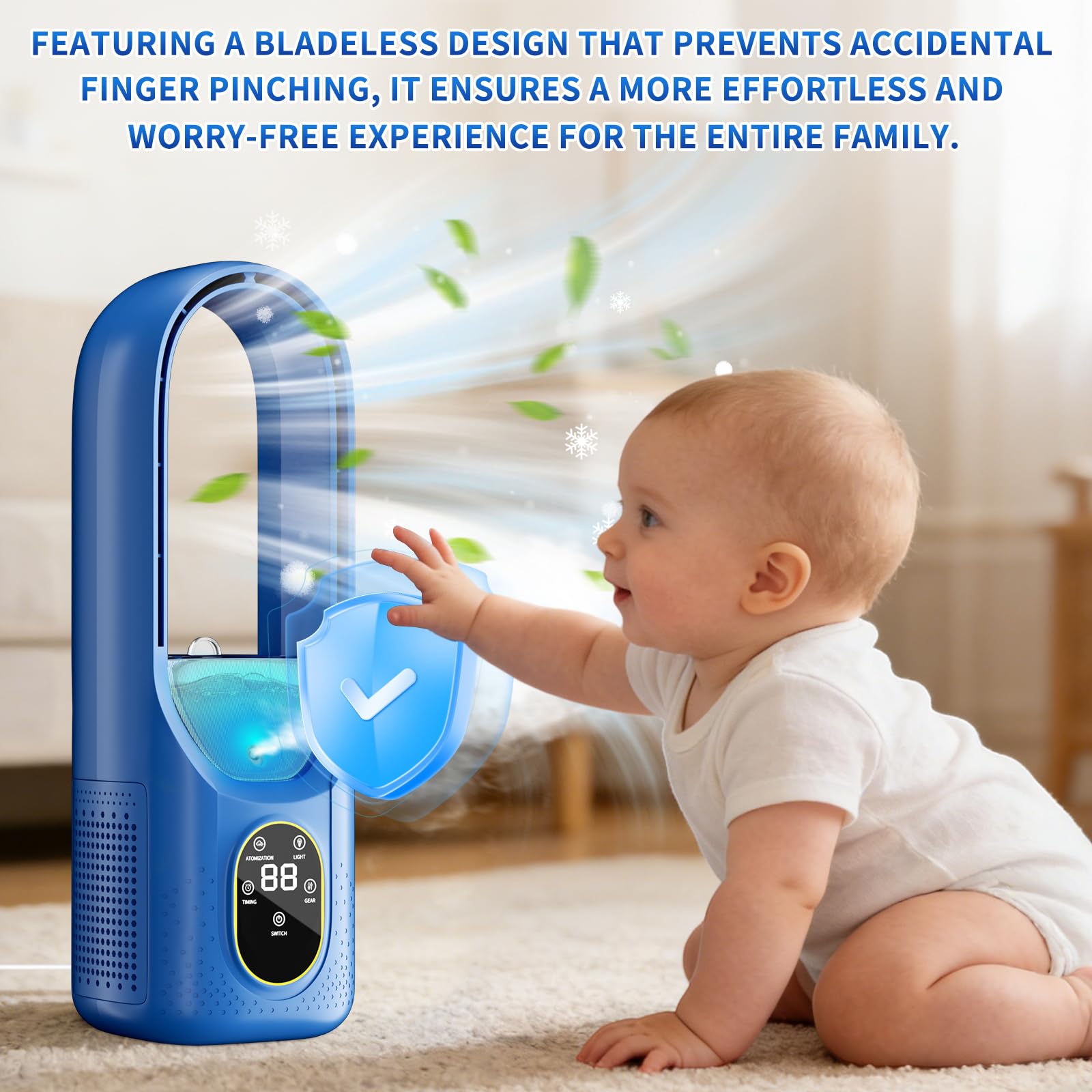 2026 New Mini Air Conditioner,6 Speed portable air conditioner Fan& 1-6H Timer&7 LED&Spray,Water & Ice Tank,Rechargeable Silent evaporative air cooler,For Home,Office,and Travel evaporative air cooler - Image 3