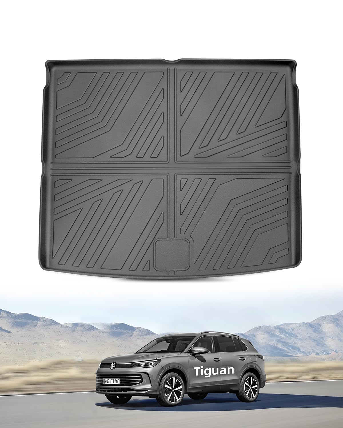 Tappetini per Bagagliaio Superiore per VW Tiguan 3 2024 2025 2026, Tiguan III Tappetino Baule Originale TPE Tappeti Bagagliaio Posteriore con Bordo Alto, Accessori Impermeabili