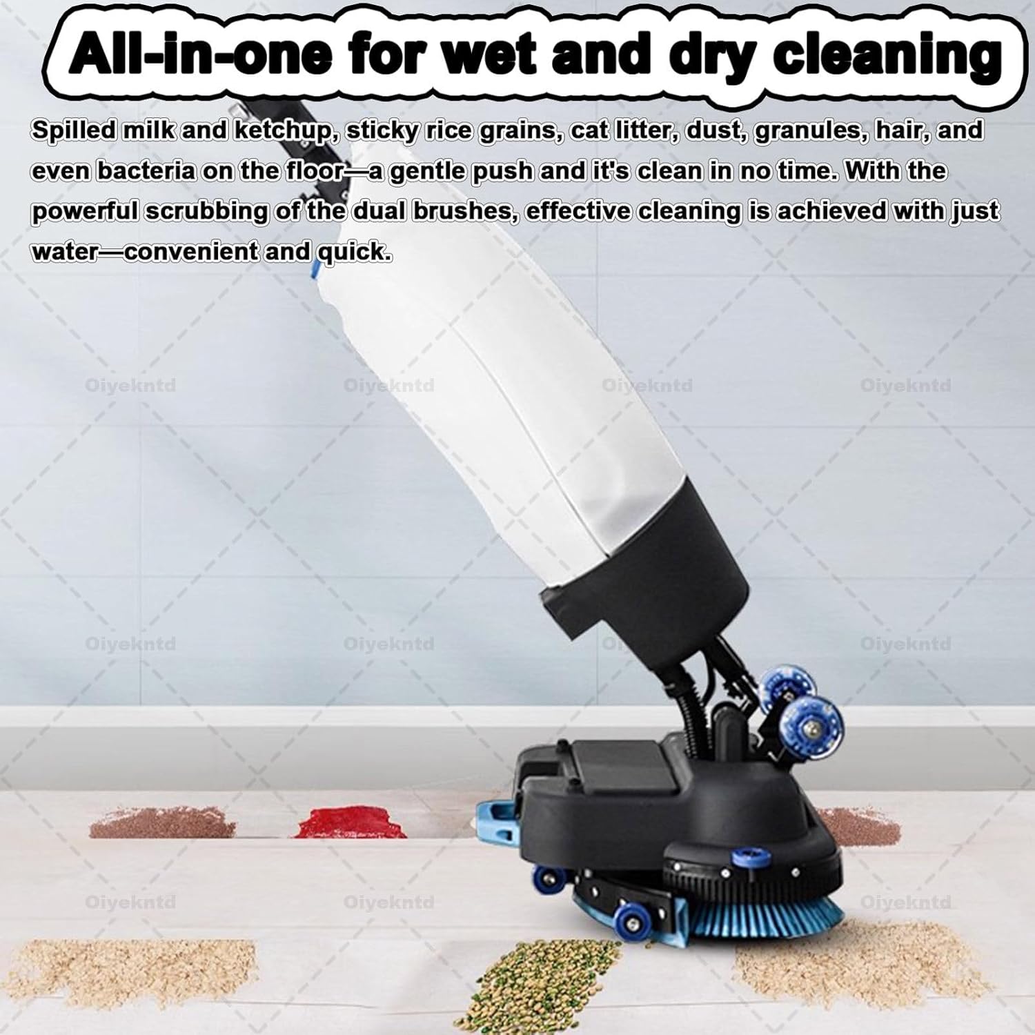 Multi-Functional Floor Buffer Polisher Machine, Dual Brush Floor Washer, Cordless Electric Floor Cleaner, Efficient Cleaning for Home and Commercial Spaces, 360° Rotating Head Red