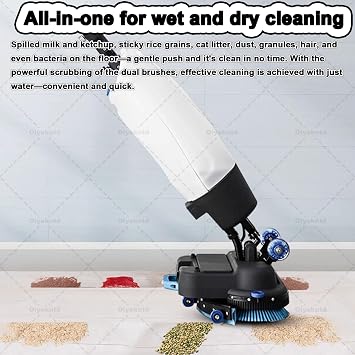 Multi-Functional Floor Buffer Polisher Machine, Dual Brush Floor Washer, Cordless Electric Floor Cleaner, Efficient Cleaning for Home and Commercial Spaces, 360 Rotating Head White