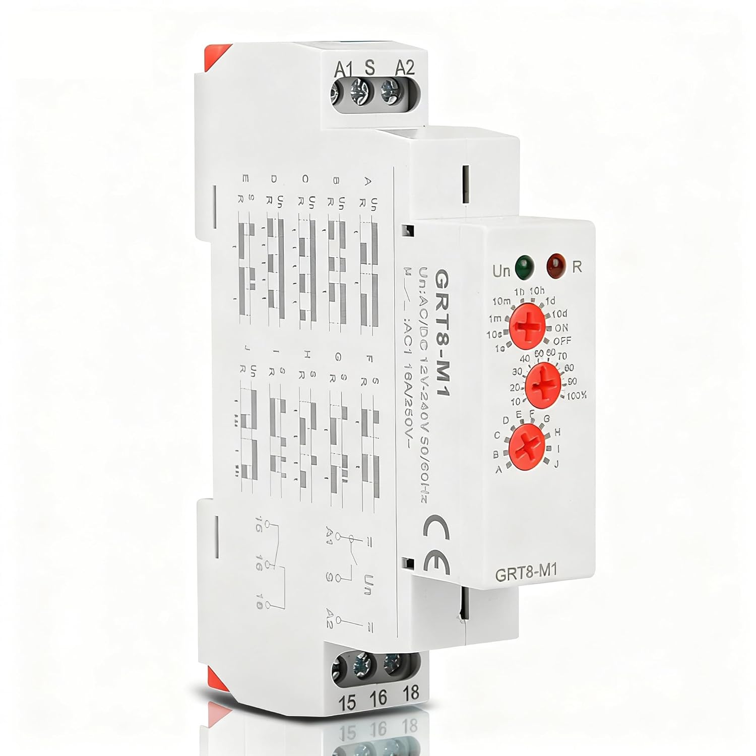 Multifunctional Delay Time Relay, GRT8-M1 AC/DC 12V-240V Wide Voltage Relays Timer, 10 Functions Delay ON Off, DIN Rail Mount Timer Relay for Industrial Control & Smart Home