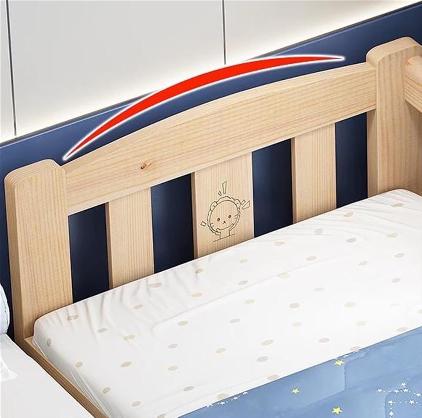 Cama Infantil Haya Cuna De Madera para Guardería con Barandilla Cama De Listones De Madera Natural Cama Individual para Niño Cama De Princesa Niña