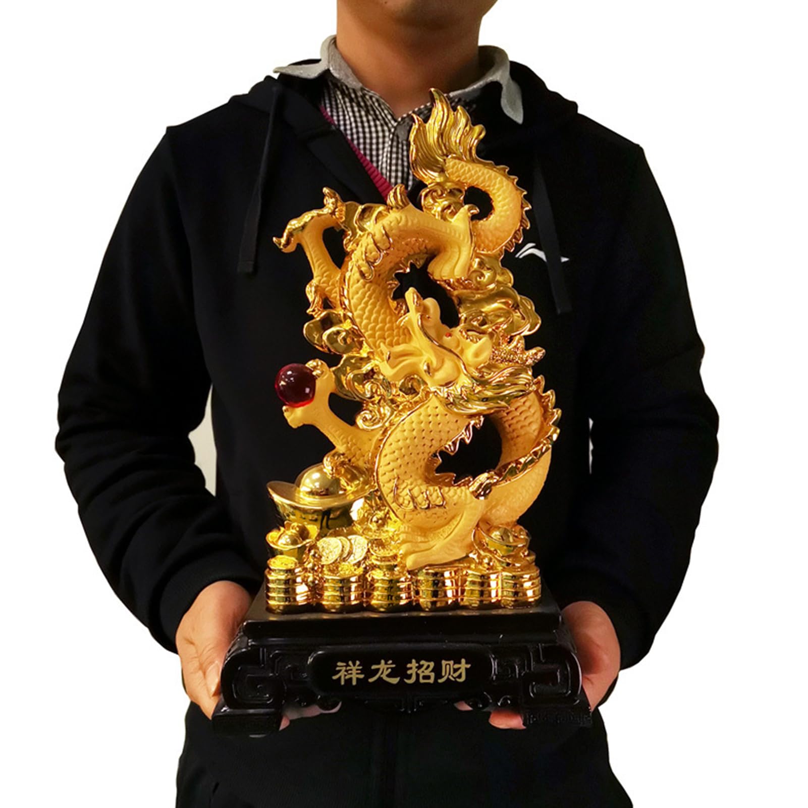 Statua Dorata del Feng Shui 2024, Statua del Drago dello Zodiaco Cinese in Resina Dorata, Decorazione Feng Shui da Collezione per Fortuna E, Collezione di Regali di Fortuna per La Casa