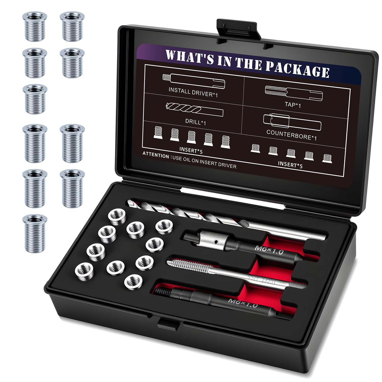 Amazon.com: SENNMONN M6X1.0 Metric Thread Repair Kit with Insert