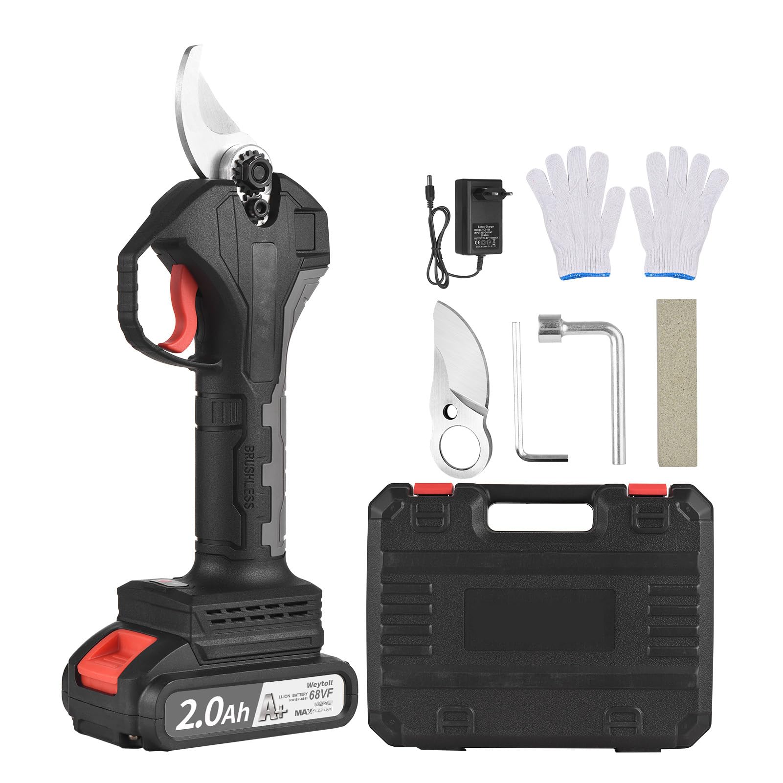 Weytoll Tijeras de Podar Electricas 30mm 800W 21V 2000mAh 2 Baterías Tijeras De Podar Inalámbricas 1.6lb Tijeras de Jardín 7 horas de Trabajo Constante