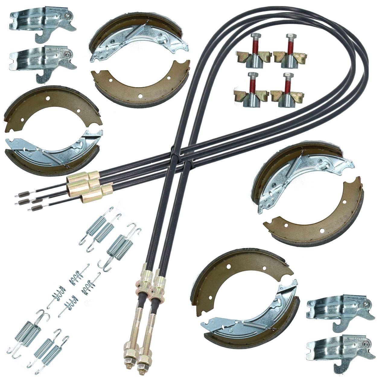 AB Tools Szczęka hamulcowa i kabel pełny zestaw do przyczepy płaskiej Ifor Williams LM106 LM126 3500 kg