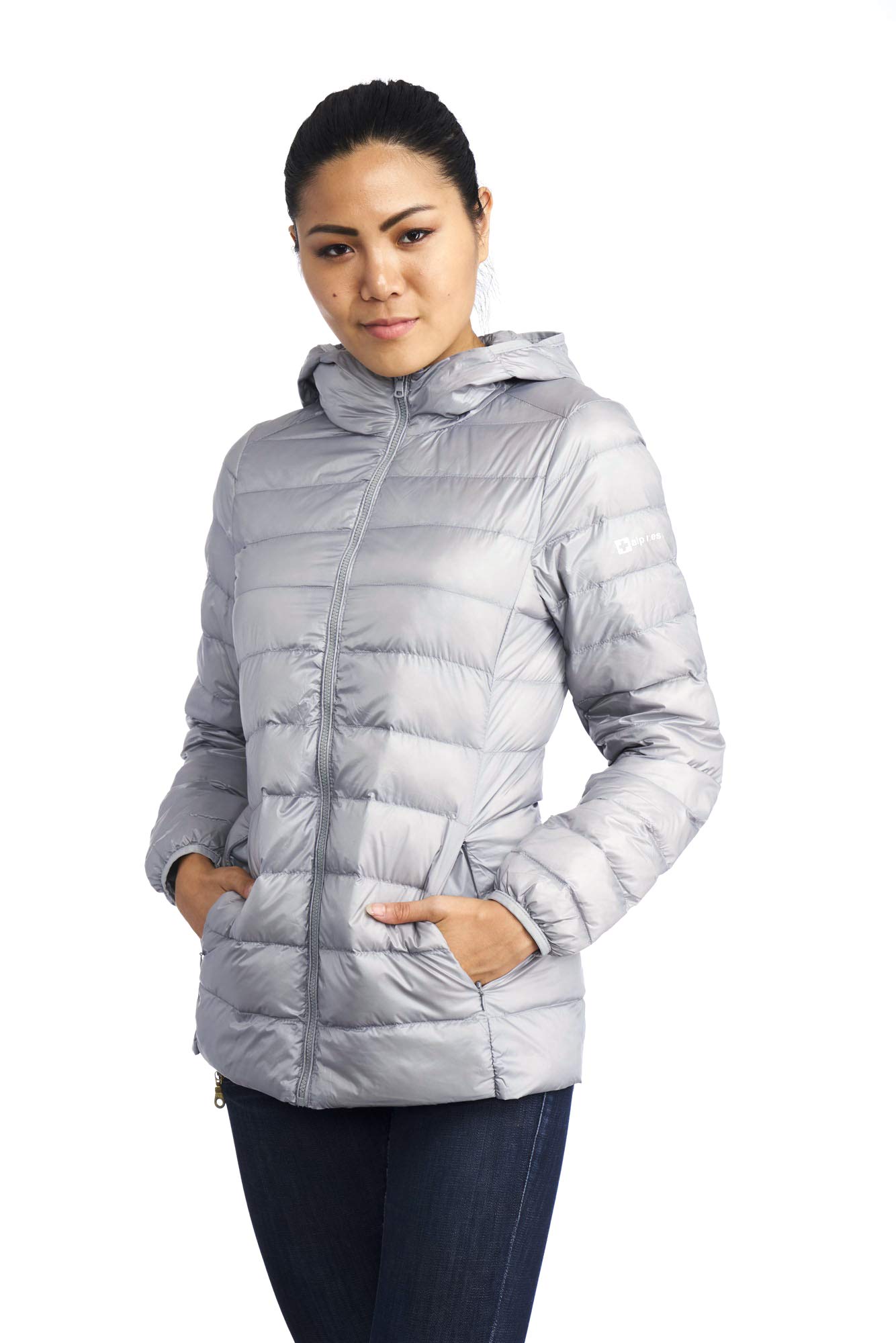 Alpine SwissEva Womens Hooded Puffer Jacket Down Alternate Coat Warm Water-Resistant Packable Winter Outerwear Zip Pockets
