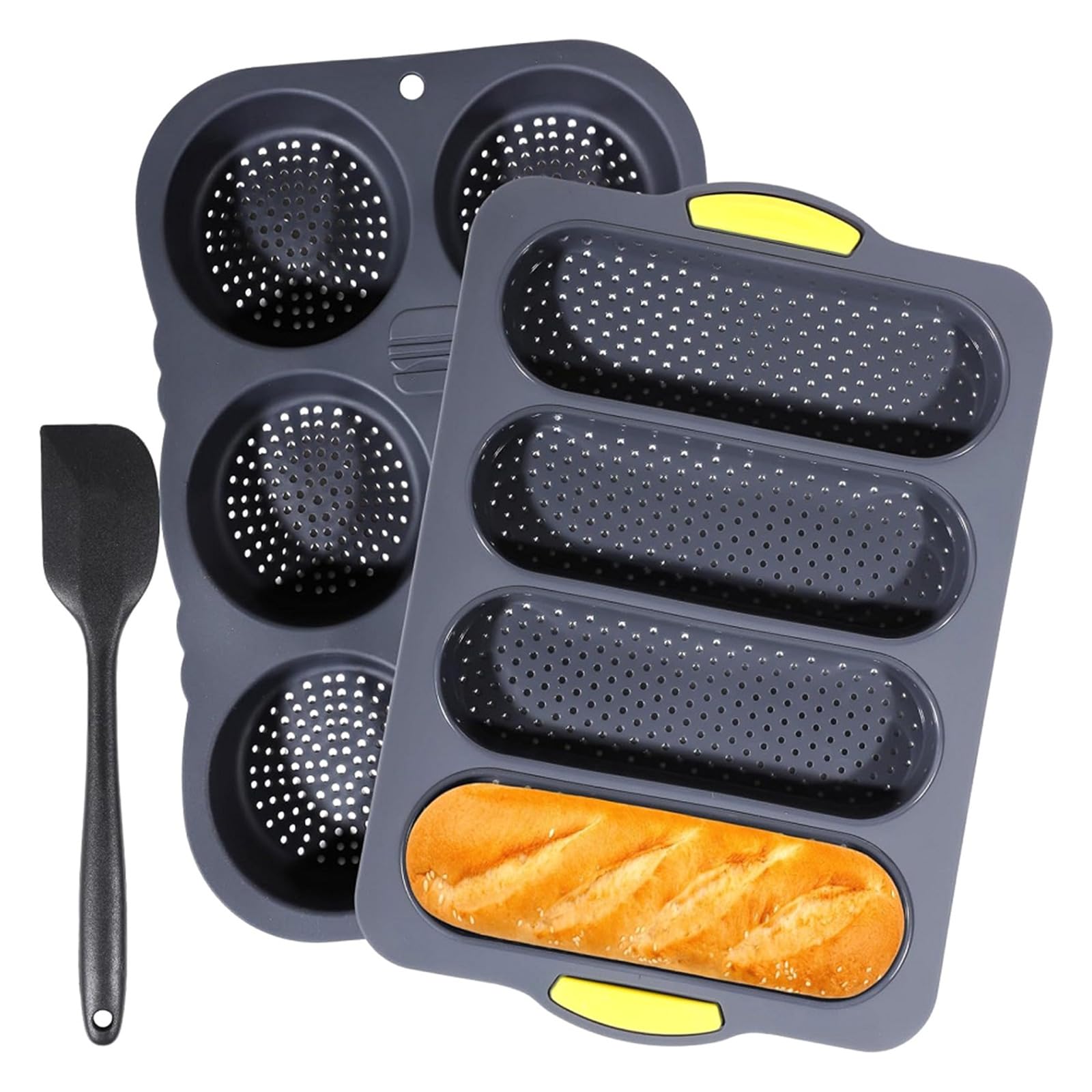 Whoasyst Premium Silicone Loafs Bread Baking Pan Set with Nonstick Finishes Bread Baking Set for Easy Releases and Cleaning Flexible Silicone Bakewares