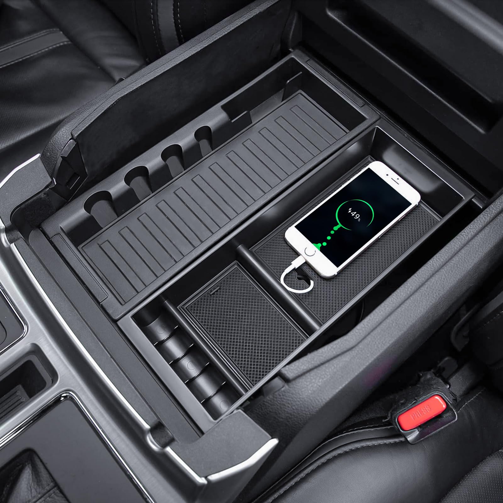 TACOBROCenter Console Organizer Compatible with 2015-2020 Ford F150 Accessories F250/350/450 SuperDuty (2017-2022) and Expedition (2018-2024) Armres Insert Tray, Full Console w/Bucket Seats ONLY