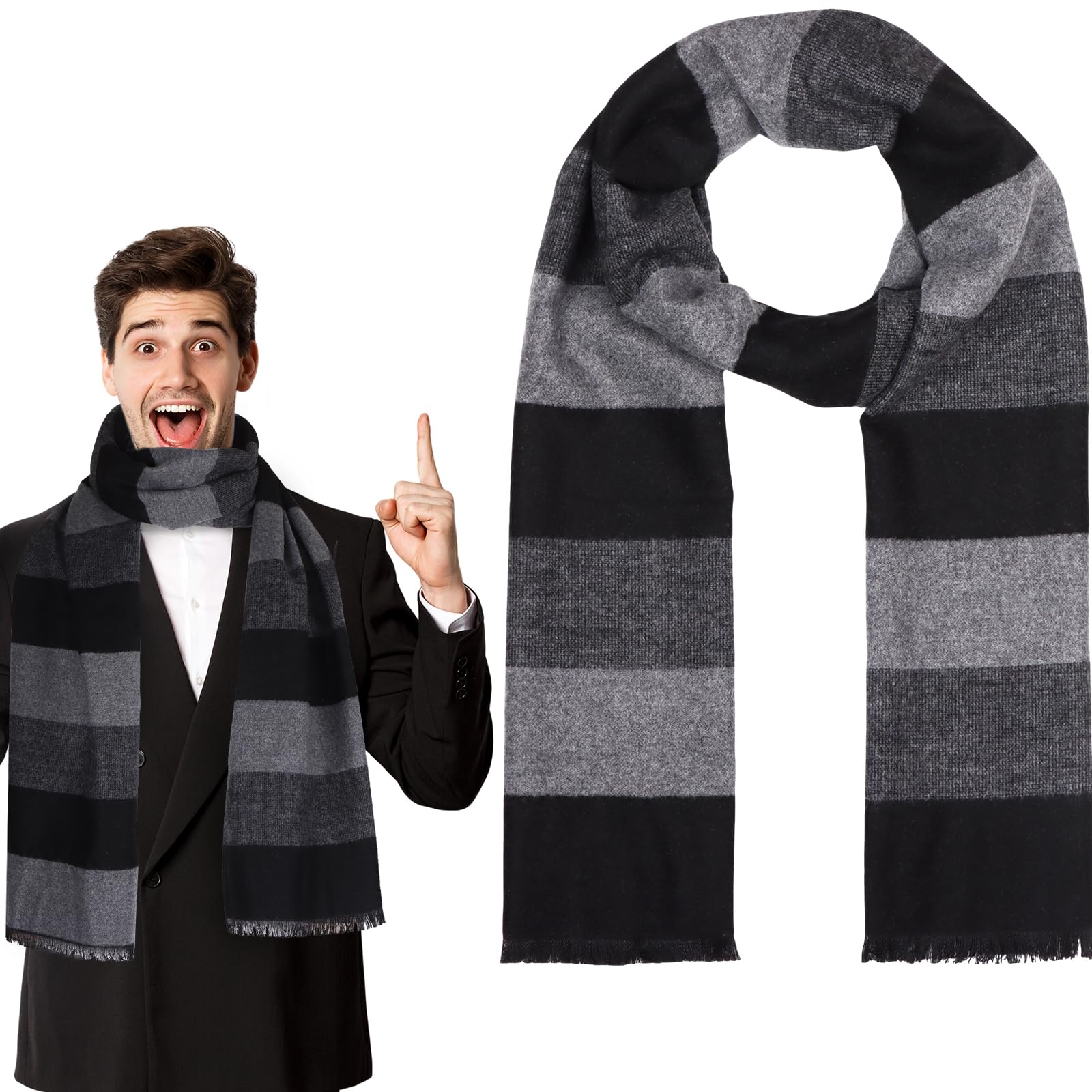 PINKXHY Adult Costume Accessories Mens Winter Knitted Scarf Black