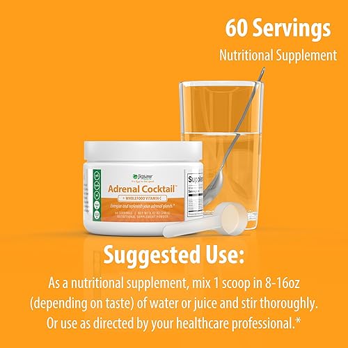 Vista 8 de Jigsaw Health Cóctel suprarrenal con vitamina C de alimentos integrales, 60 porciones