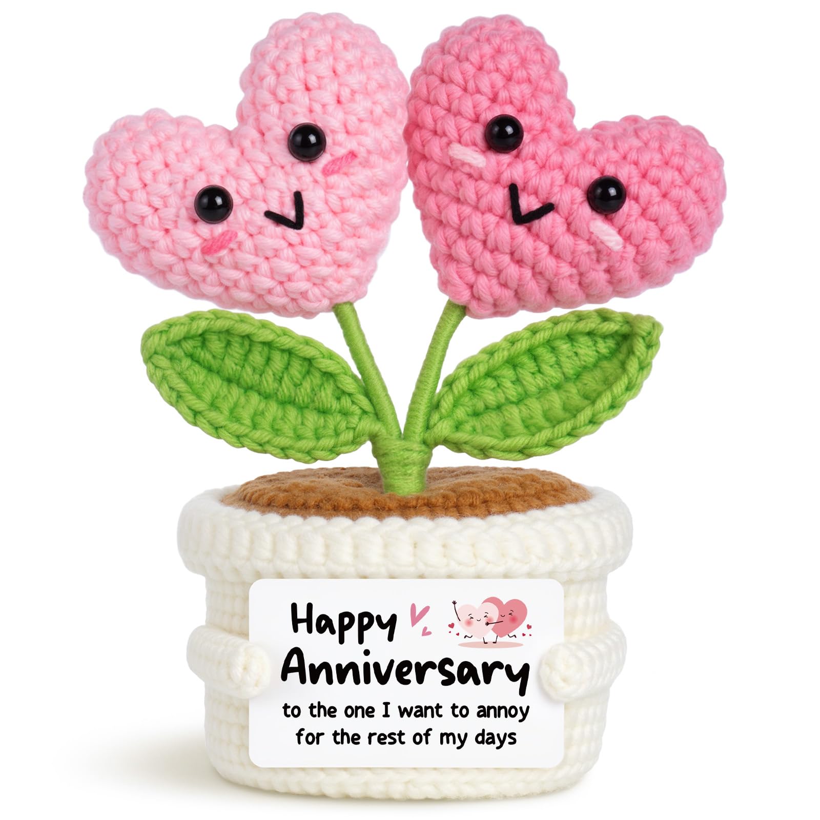 Anniversary Wedding Gifts for Women Her Him - Handmade Crochet Heart Flower
