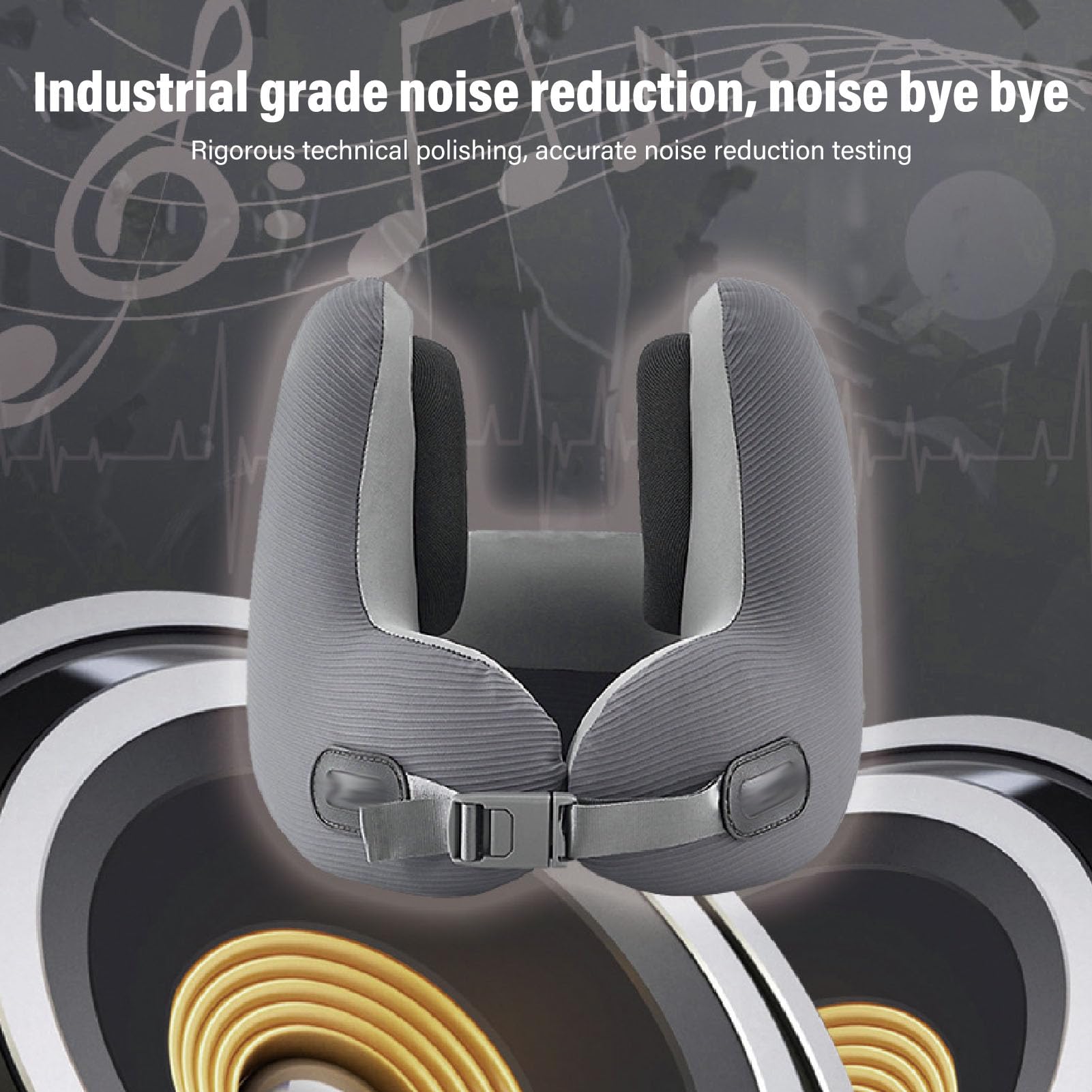 Fockety Musik Nackenkissen, Reisehalskissen Memory Foam Rauschen Reduktion U Form Halsstütze Kissen mit Headset für die Reise