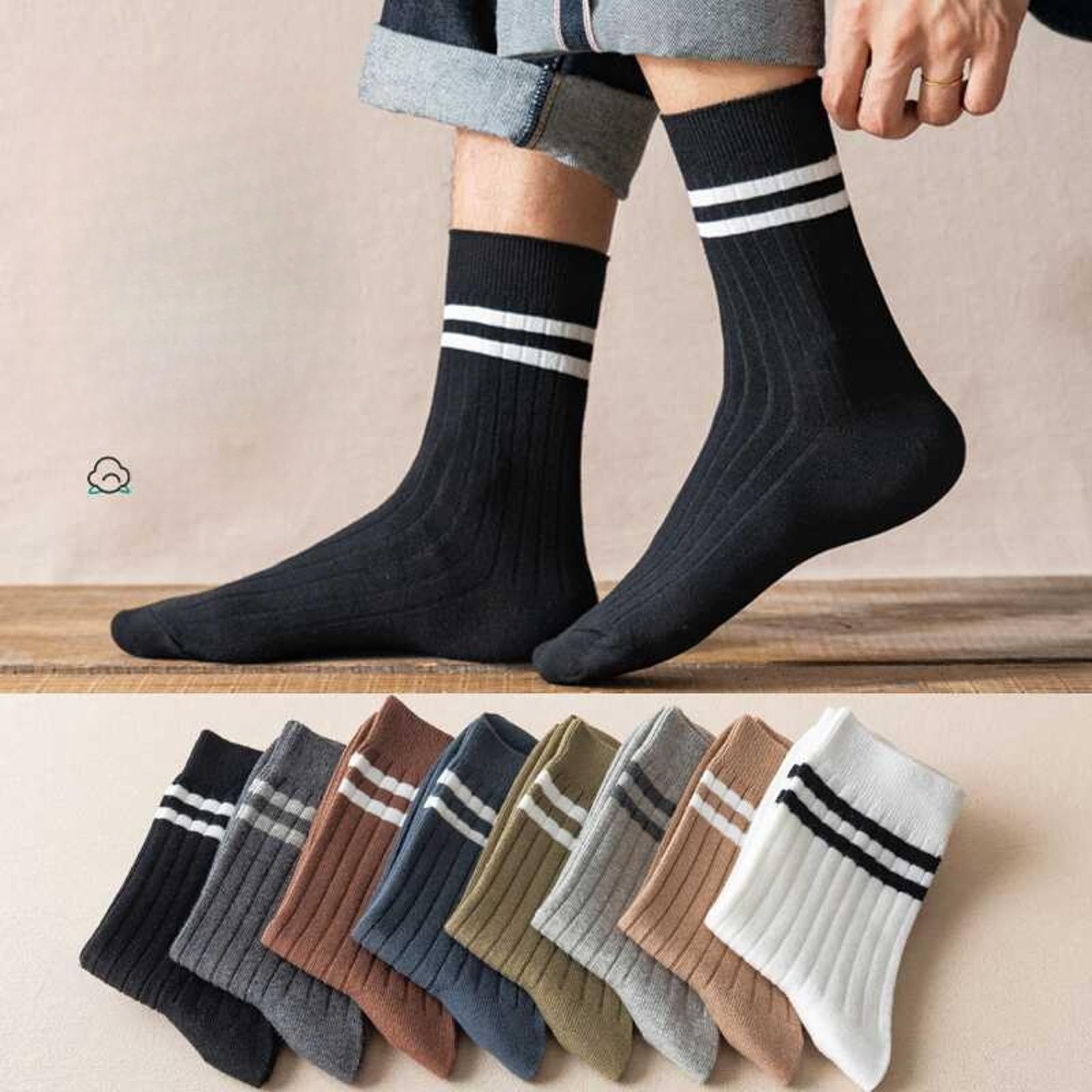 svlftecon Unisex Crew Socks for All Seasons Stripe Series 22
