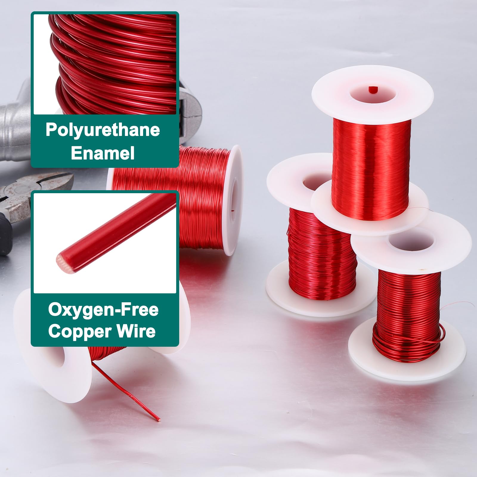 sourcing map Cable magnético de 16 AWG, alambre de cobre esmaltado, 1 libra, 155°C para transformador y motor