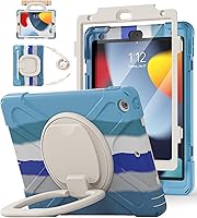 Vista 10 de BATYUE Funda para iPad de 9ª/8ª/7ª generación (funda resistente para iPad de 10.2 pulgadas 2021/2020/2019) con protector de pantalla, soporte