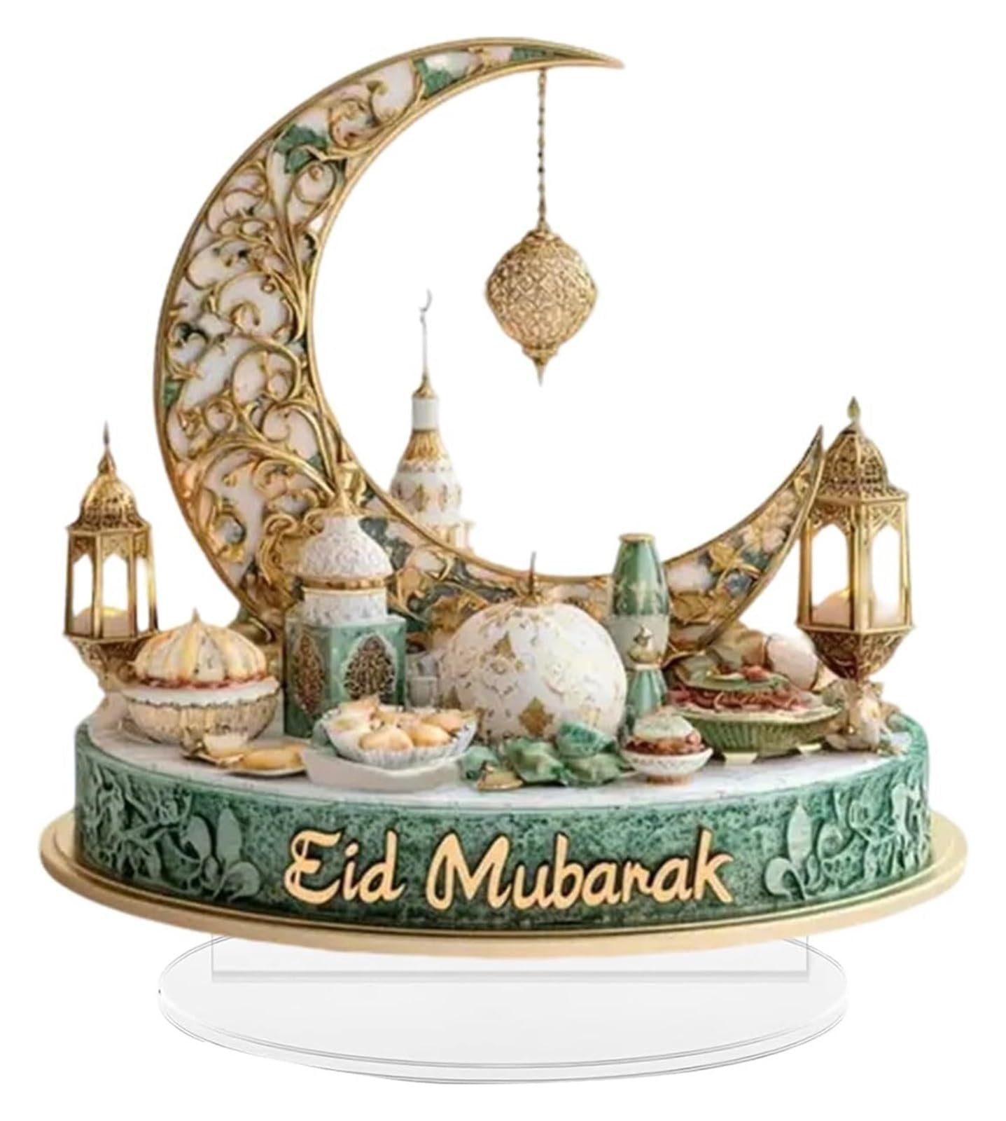 Ptrecniok Ramadan Decorations For Home Table， Ramadan Acrylic Ornament, Eid Mubarak Table Sign Decoration, Moon Desktop