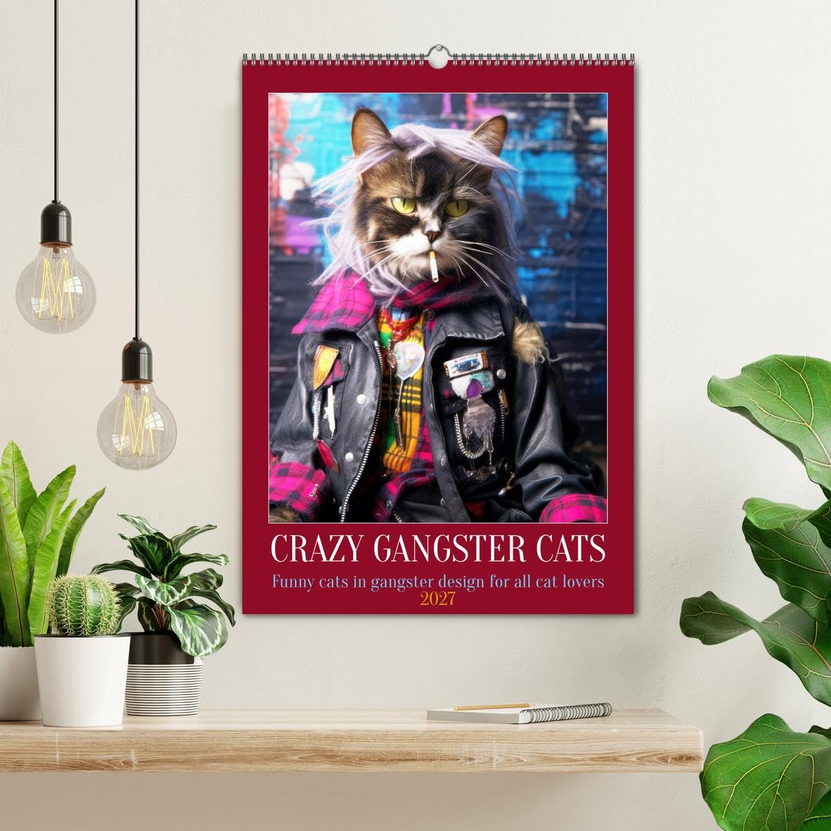 Crazy gangster cats (Wall Calendar 2027 DIN A2 portrait), CALVENDO 12 Month Wall Calendar: Funny cats in gangster design for all cat lovers