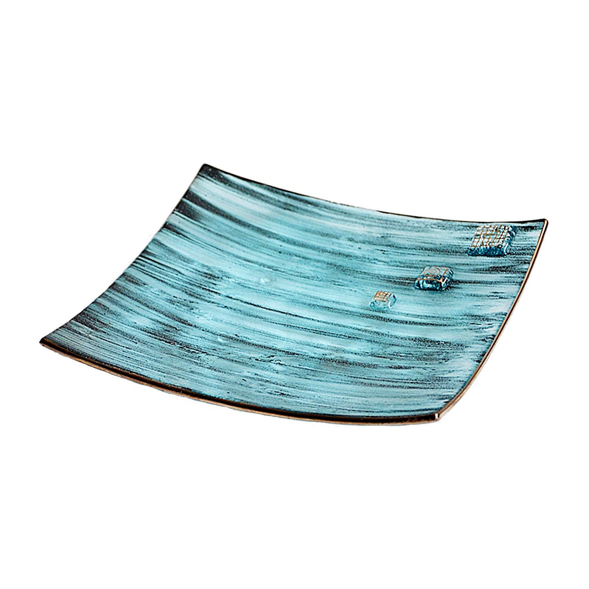 Glasschale • Grün • Böhmisches handbemaltes Glas mit Platin verziert • Original Design • Moderne Schale • Handmade in Europa • 20 cm