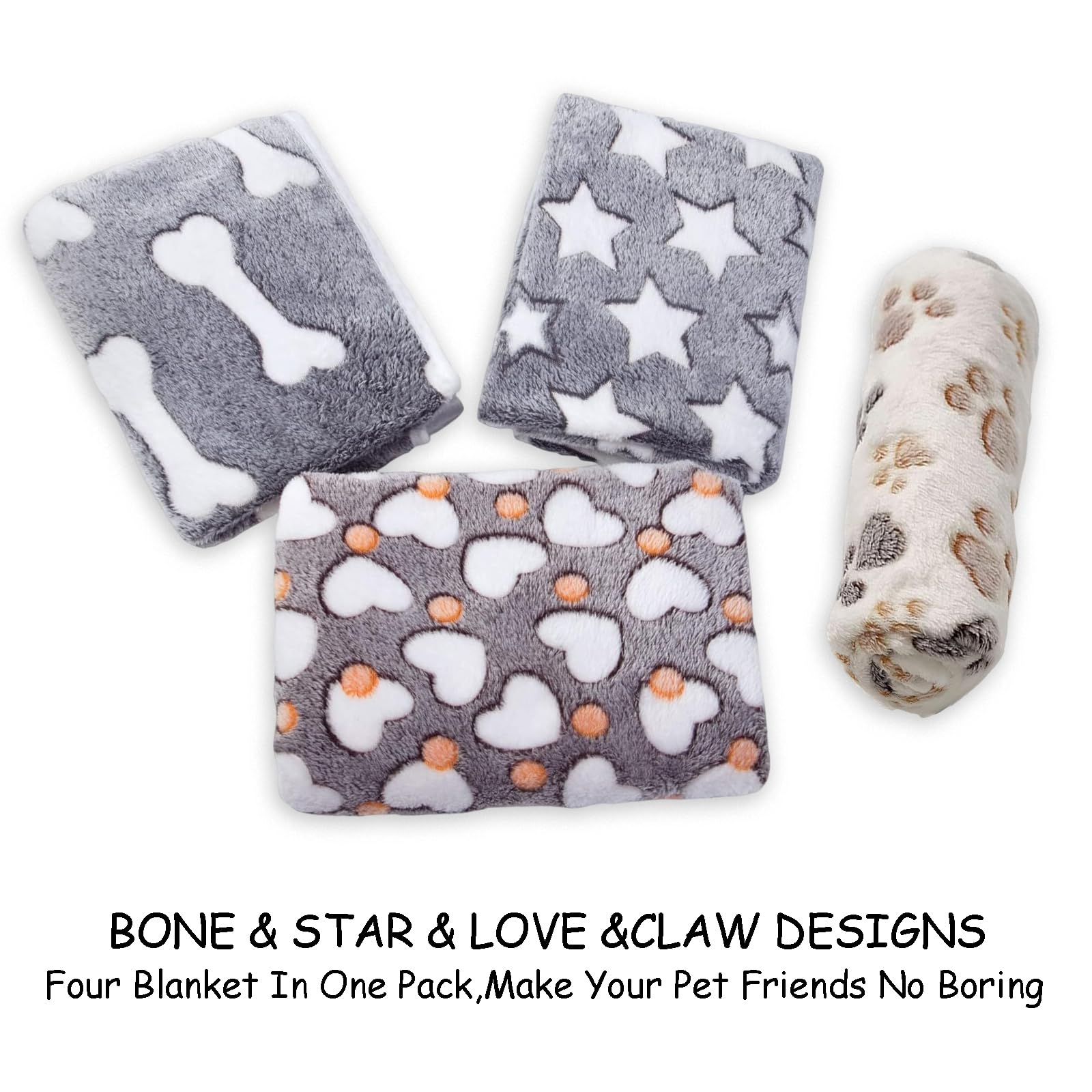 ZQuintuplian 4Pcs Pet Blanket - Washable Dog Blankets for Small Dogs & Cats, Puppy Sleeping Mat for Indoor Use - Image 4