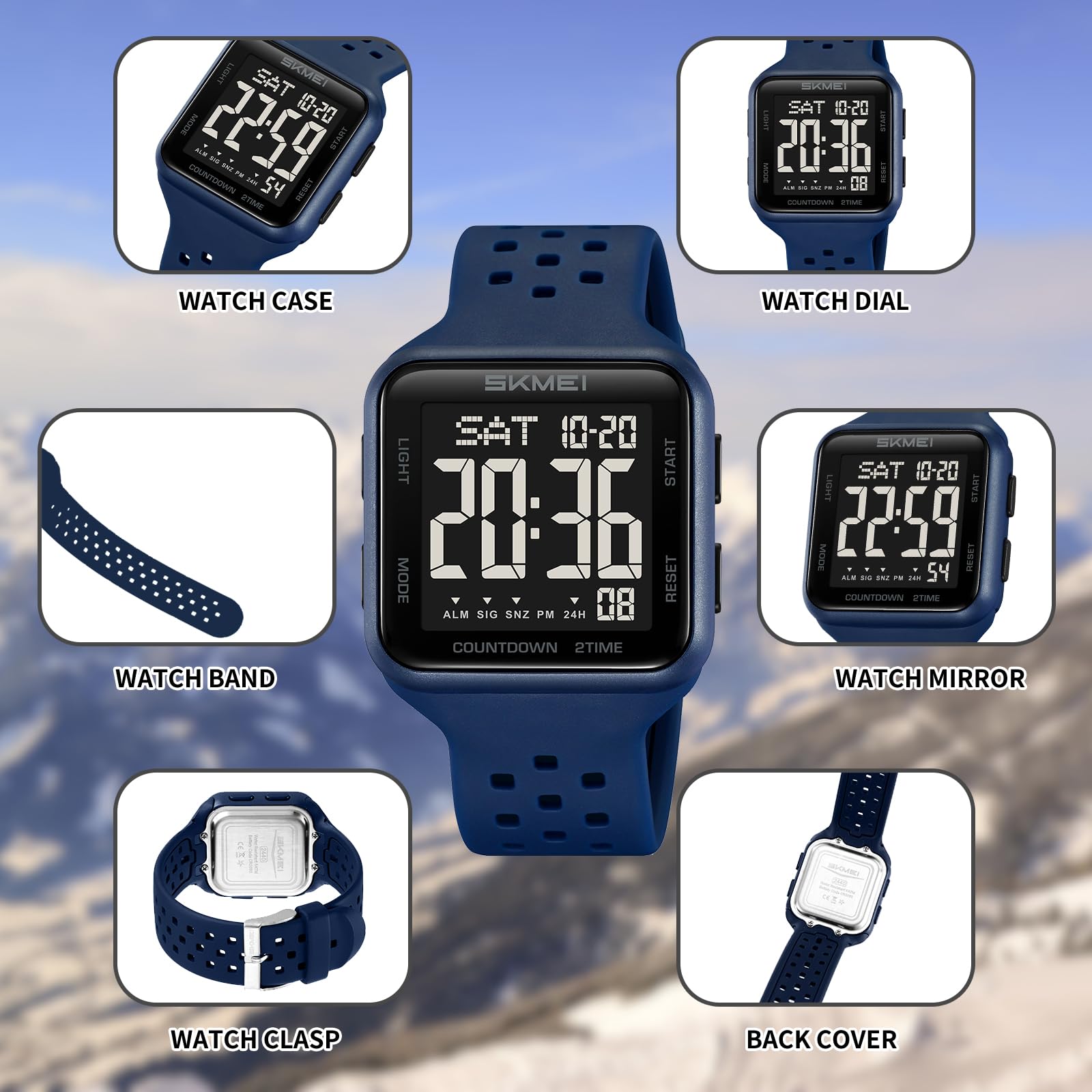 SKMEI Men's Sports Digital Watches Military Multifunction Watches for Women with Waterproof Alarm Dual Time Zones Stopwatch