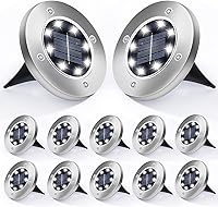 Vista 9 de Aogist - Luces solares de suelo, 8 luces solares LED para exteriores, luces de disco, luces de jardín, luces impermeables para patio, exteriores