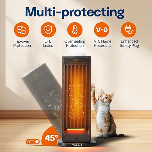 Miniatura 5 de VIVOHOME Calentador de espacio con humidificador, calentador eléctrico para uso en interiores, calentador de cerámica silencioso de 1500 W con
