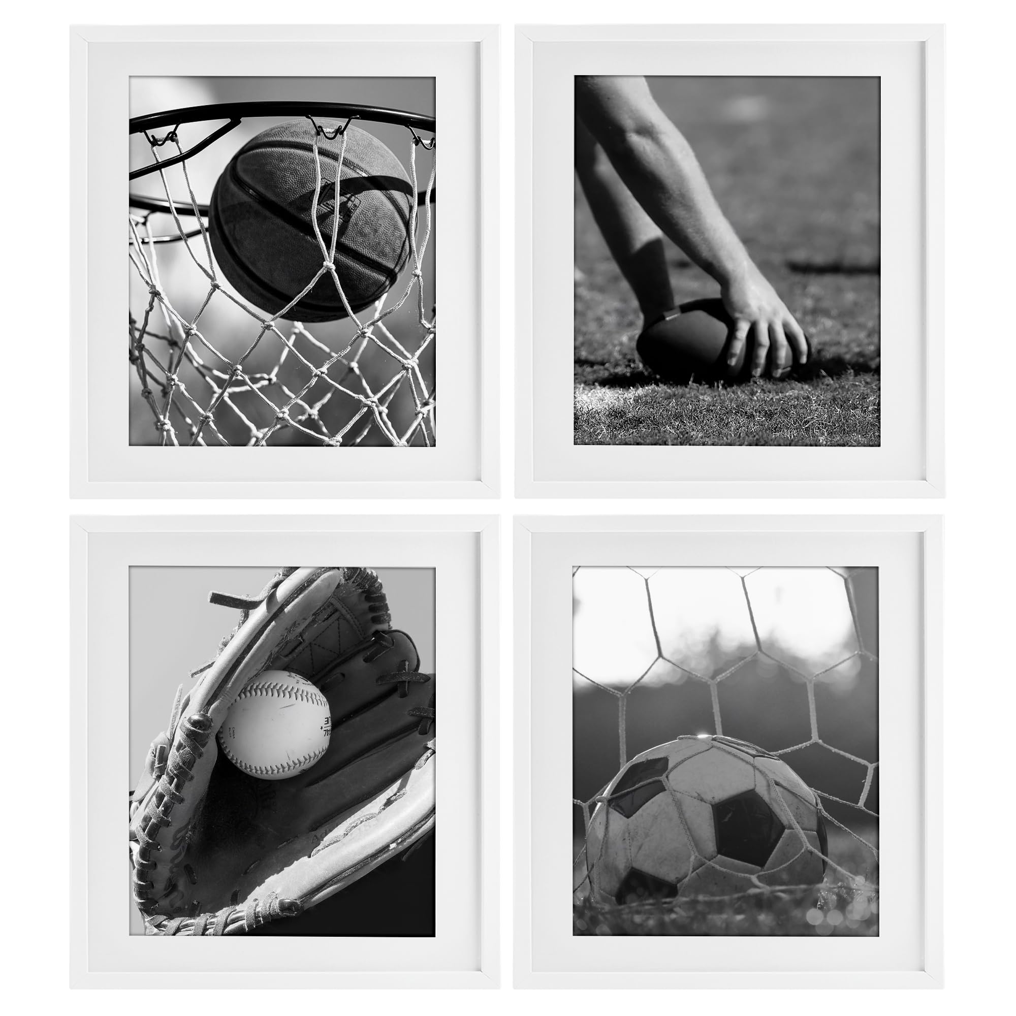 Stupell Industries 'Athletic Sports In Action', 4pc Framed Print Under Glass Set, White, 17 x 21 Inches, Easy to Hang and Sturdy, Made in USA, by Marcus Prime