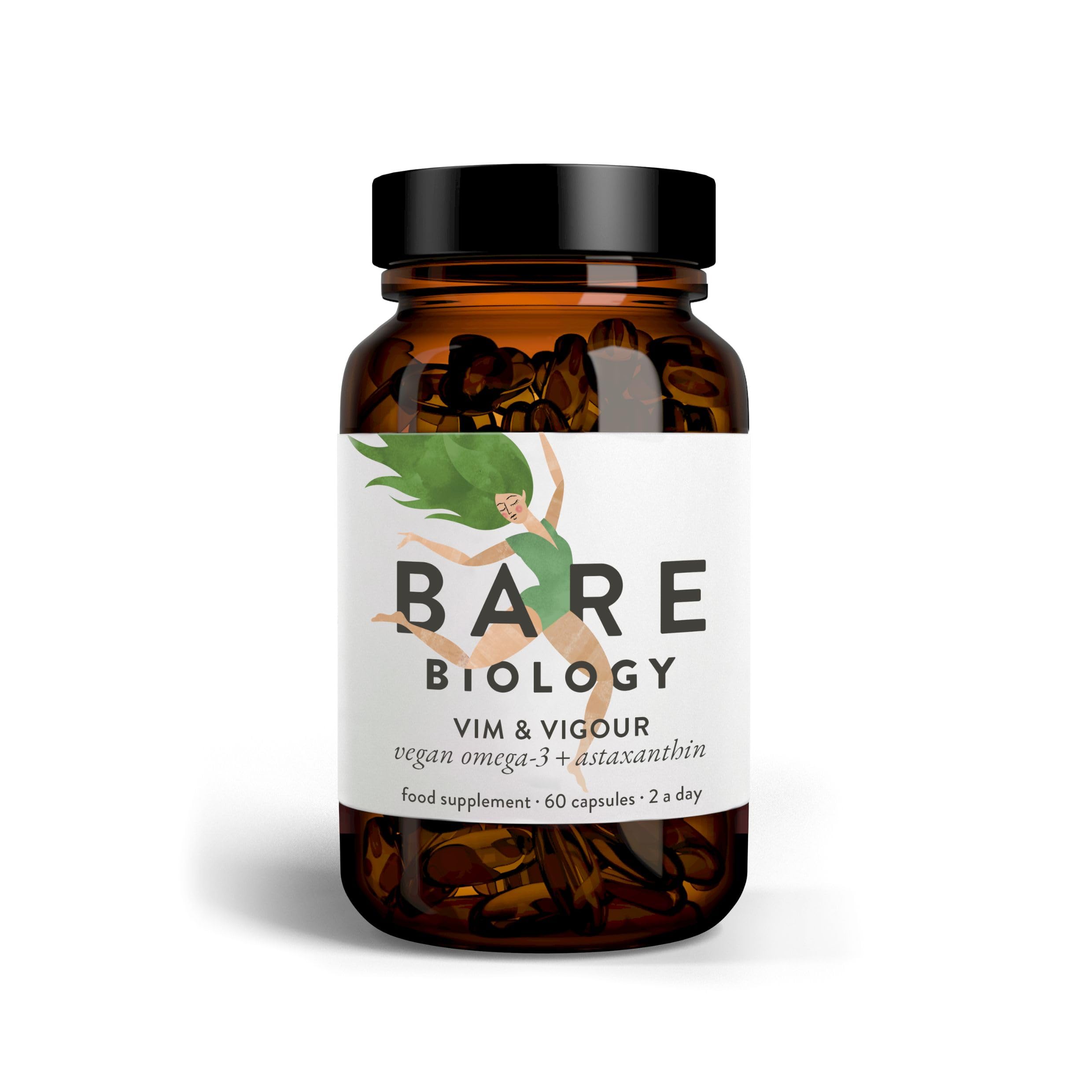 Bare Biology Vim & Vigour High Strength Omega 3 Algae Oil Capsules Vegan