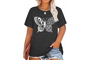 Trendy Butterfly Print T-Shirt for Fashionable Plus Size Women