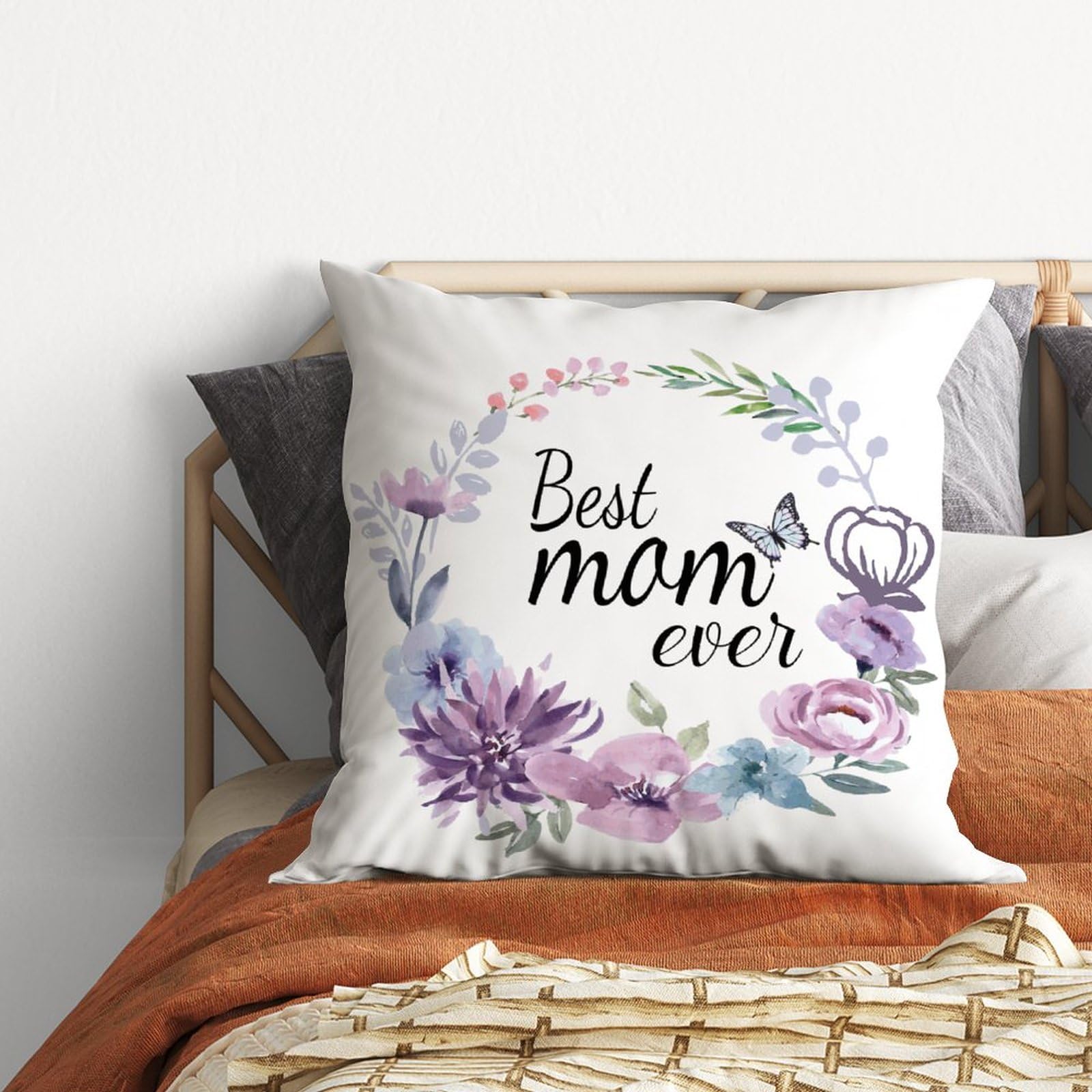 Zyadsinoudor Federa per cuscino con scritta in lingua inglese Best Mom Ever, con scritta in lingua