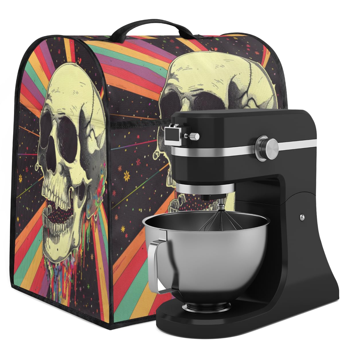 Coffee Maker Cover Skull Rainbow Kitchen Appliance Covers Small Appliance Covers Blender Cover Juicer Cover Dust Covers for Kitchen Appliances with Top Handle and Pockets,Washable,B143