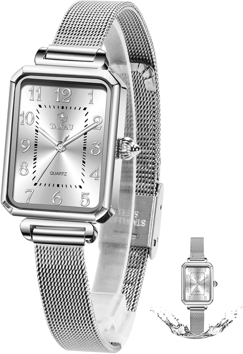 Womens Watch Fashion Dress Mesh Strap Waterproof Watches for Women Elegant Dainty Two Tone Womens Watch Analog Quartz Easy Read Ladies Watches with Day Date