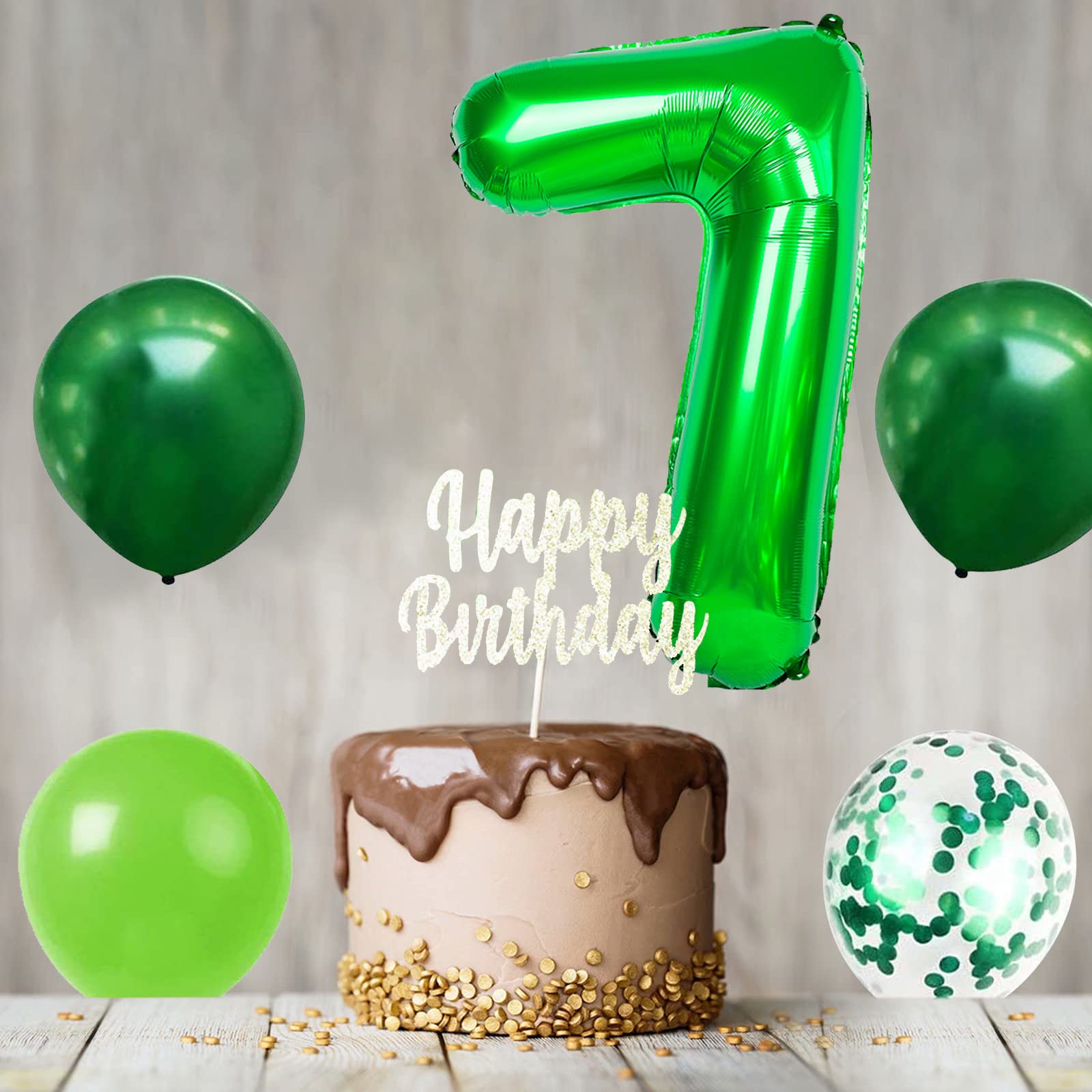 Amazon | EXGOX 数字 バルーン 大きい グリーン 誕生日 ナンバー 7 