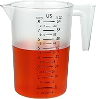 DOTINGHUX 8 Cup/2 Quart Clear Measuring Pitcher - Durable Food-Grade Polycarbonate, V-Shaped Spout, Easy-Pour for Kitchen & Hobbies