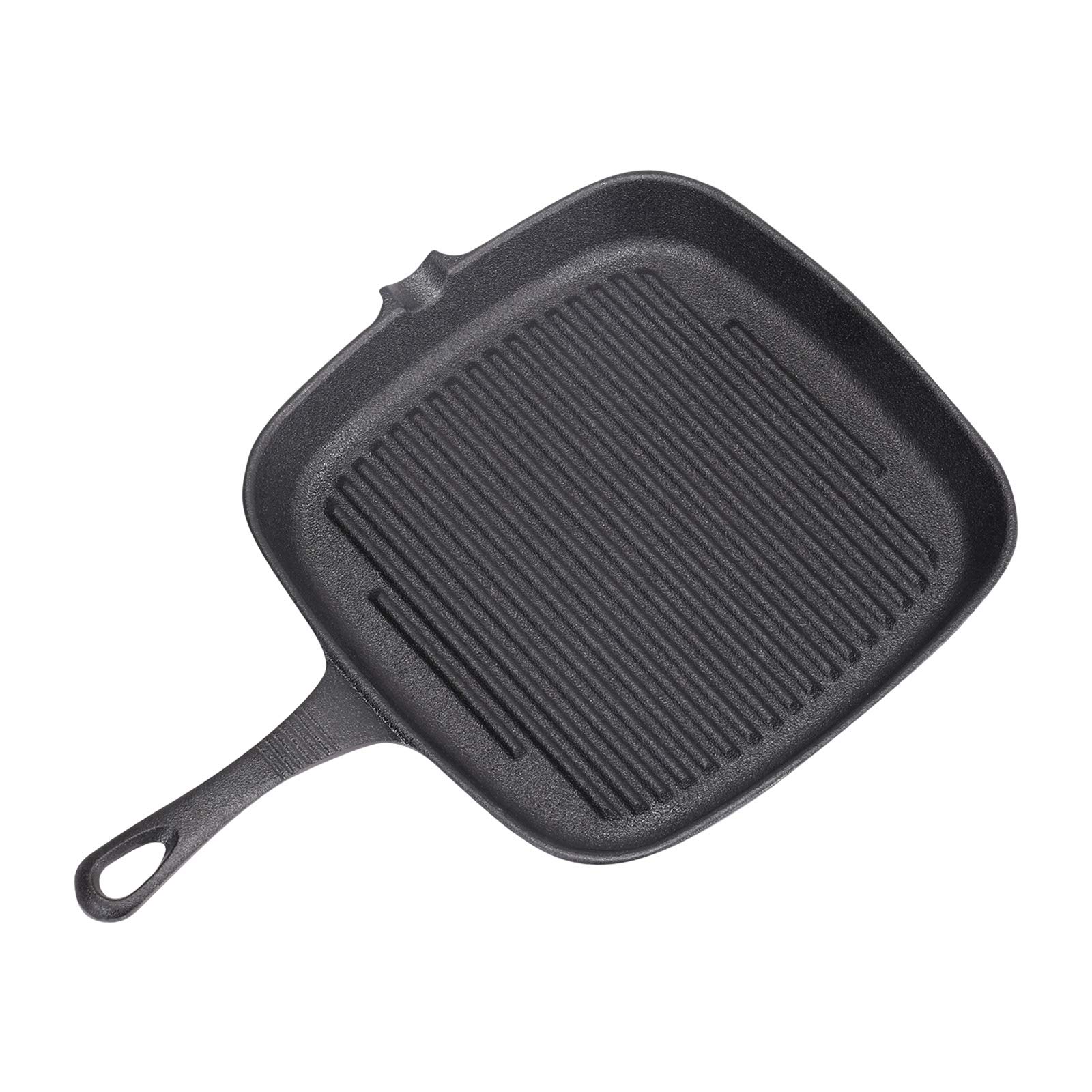 Warmiehomy Cast Iron Griddle Pan,36x24cm Pre-Seasoned Non-Stick Cast Iron Skillet Grill Pan with Long Handle | Oil Delivery Gap for Gas Induction Electric Hobs and Oven Safe,Square