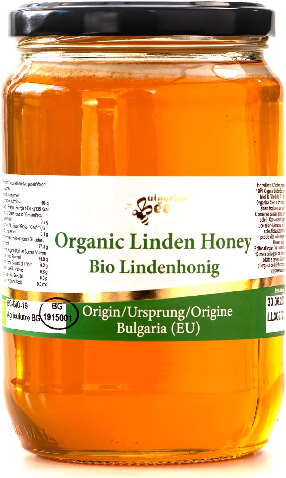 900 g Organic Linden Honey – Pure, Unheated, Single Source – 100% Raw & Unprocessed – Premium Quality, Sustainably Harvested (900, Linden)