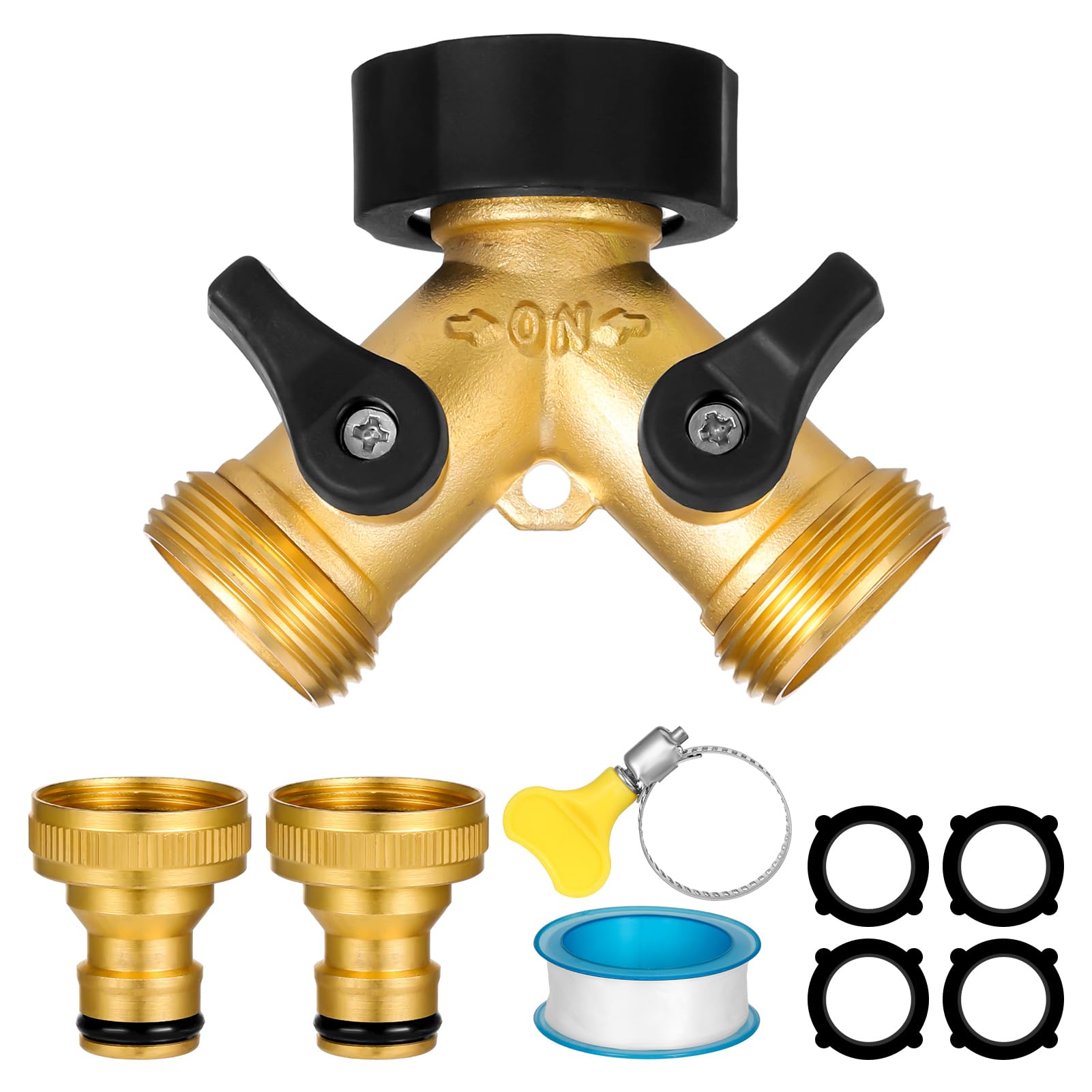 Partideal 2 Way Garden Hose Splitter,Garden Hose Splitter,Y Valve,2-Way Tap Connector with Individual On/Off and Two Quick Connector