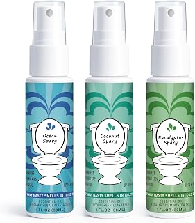 SWIPEX Toilet Poop Spray 3 Pack Travel Size - Ocean Eucalyptus Coconut Odor Eliminator for Bathroom