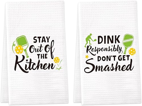 Miniatura 7 de Vansolinne Juego de 4 toallas de cocina de regalo de Pickleball para Navidad, juego de 4 paños de cocina, juego de toallas de mano de cocina 4