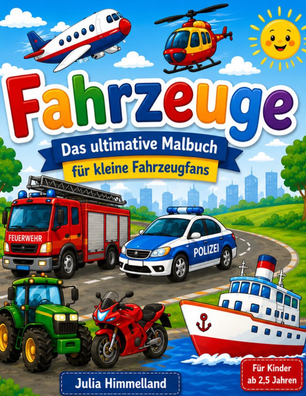 Mein kunterbuntes Fahrzeug Malbuch für Kinder: Bunt gemalte Fahrzeuge hier, das macht allen Kindern viel Spaß hier!
