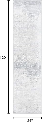 Miniatura 18 de SAFAVIEH Brentwood Collection - Alfombra de área de 9 x 12 pies, gris claro y azul, diseño abstracto moderno, no desprende pelusa y de fácil azul