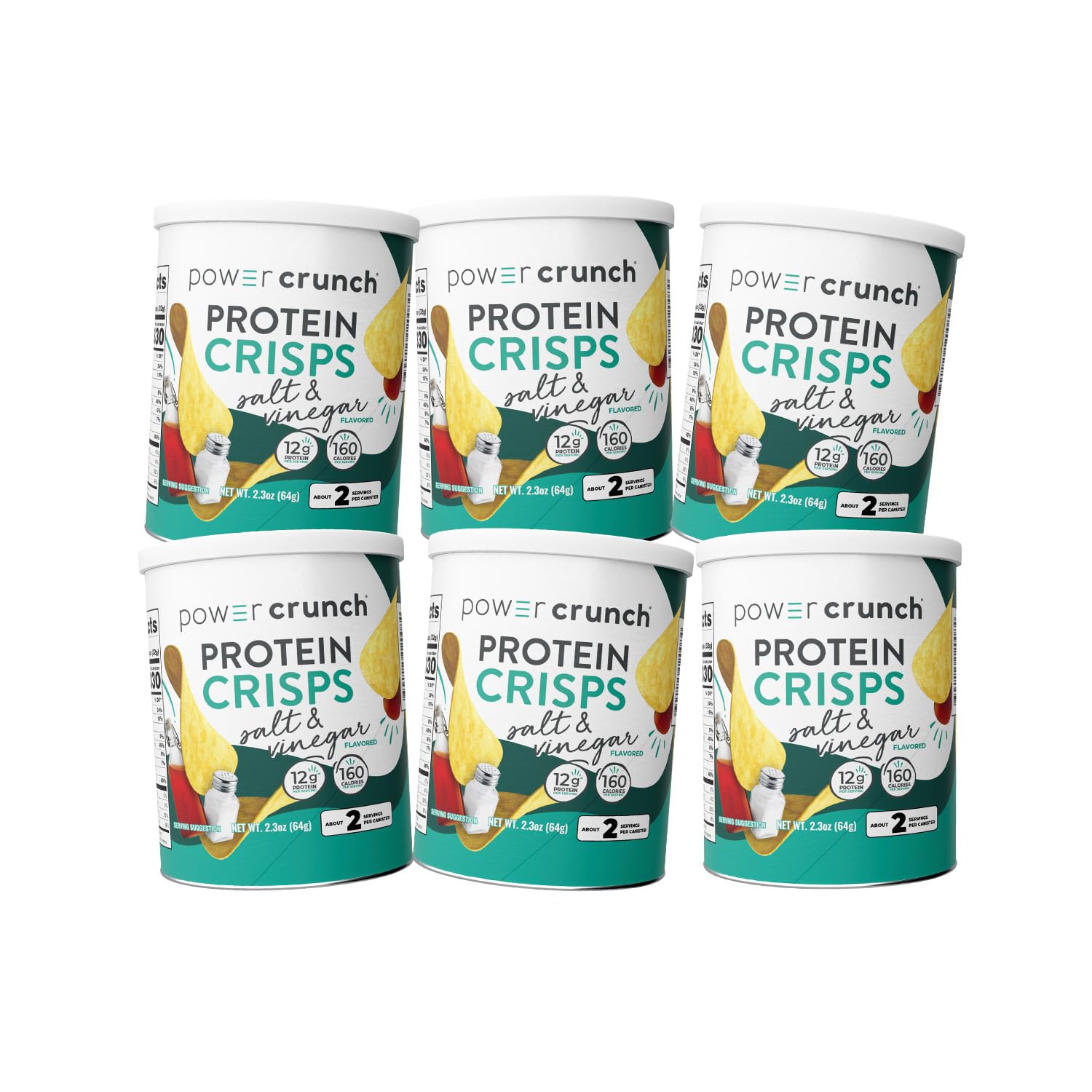 Power Crunch Protein CRISPS, a Potato Style Protein Chip, Salt & Vinegar, 12g of protein, 1.05 ounces per serving (Pack of 6)