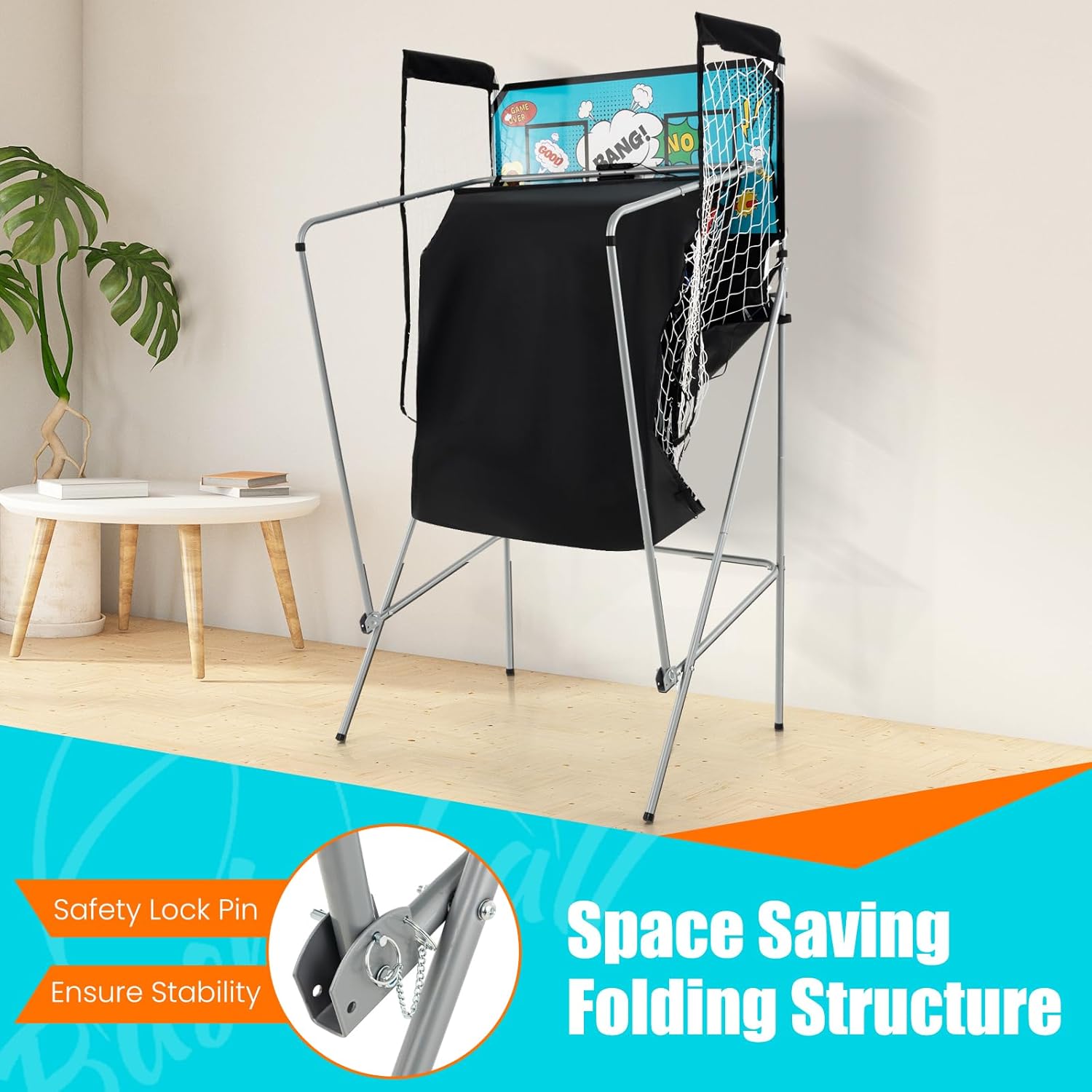 Giantex Foldable Basketball Arcade Game, 8 Game Options, Electronic Double Shot 2 Player w/ 4 Balls and LED Scoring System, Indoor Basketball Game for Kids, Adult